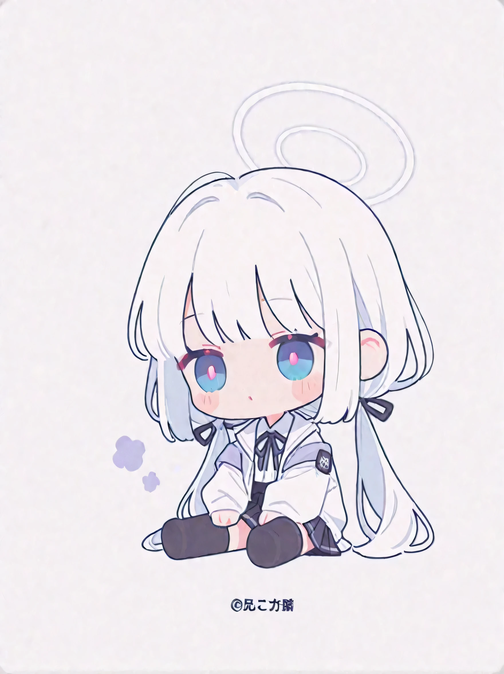 png chibi girl with white hair, ultra resolution