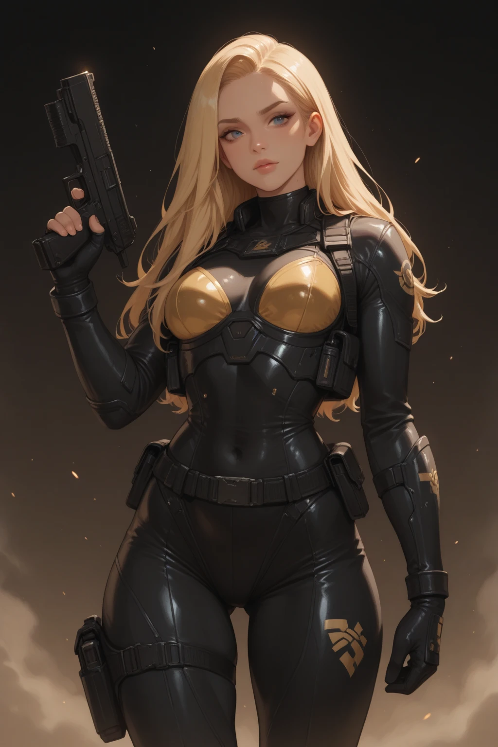 ((foto de corpo inteiro))((foto realista)) Tacticool, uma mulher, solo, (colete: 1.2), militar, 8k, high-res, obra-prima, melhor qualidade, (headpe: 1.3), pele finamente detalhada, transparent black bra, tattoo, skirt.