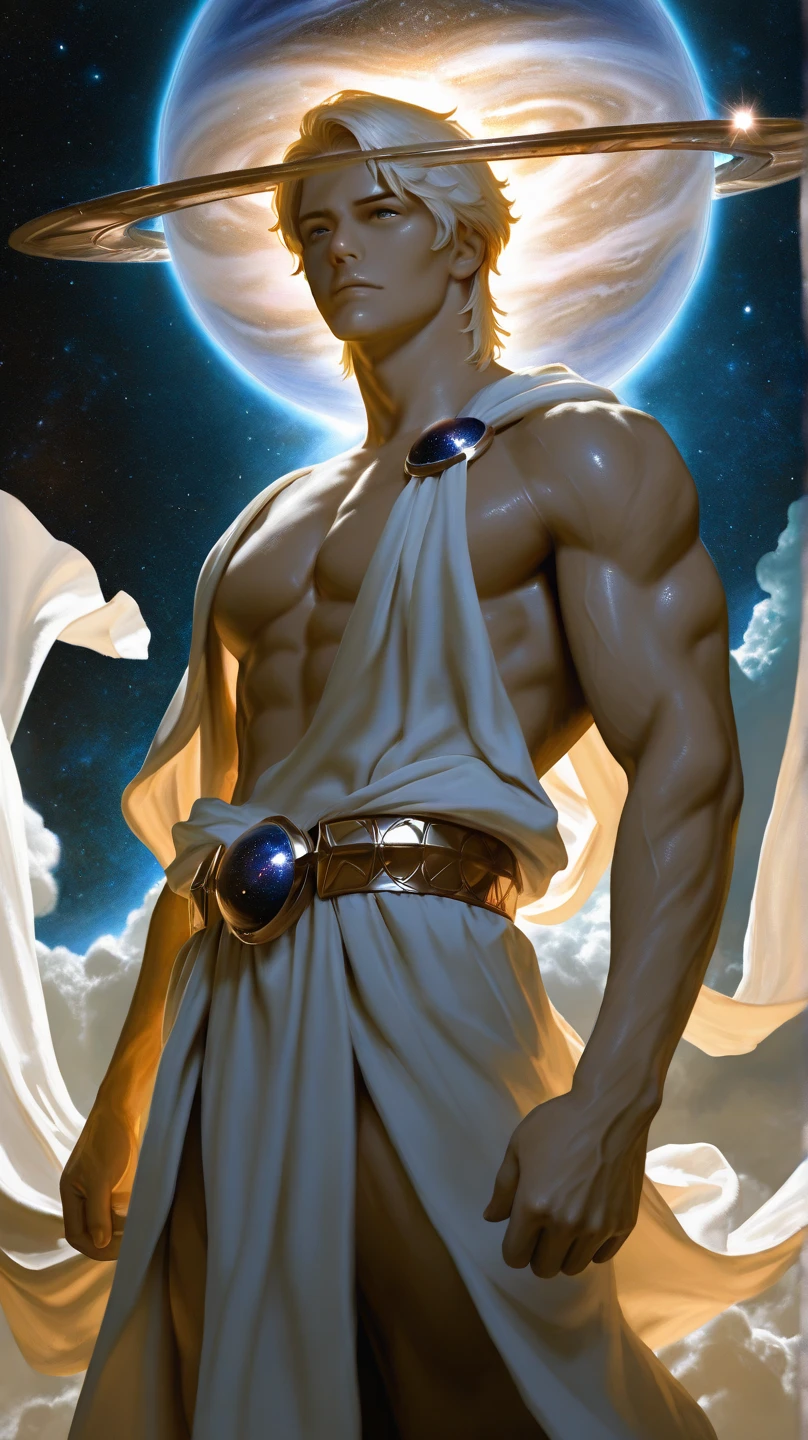((Best Quality)), ((artwork)), (detailed), Greek mythology, a young Alexander dreaming of conquering the world under the stars of the ancient kingdom white robes full body