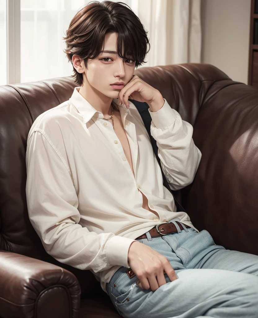 A -yeld maas short black hair, brunette, has brown eyes, has some spots on his face, does not have a robust physique, has dark circles, has a beard, wears a black shirt and dark blue jeans --auto --s2