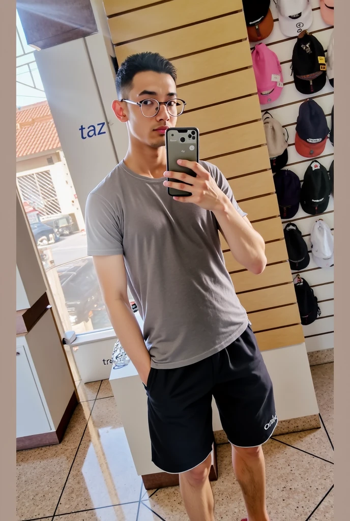 shirtless, visible underwear waist band, blue underwear, bulky