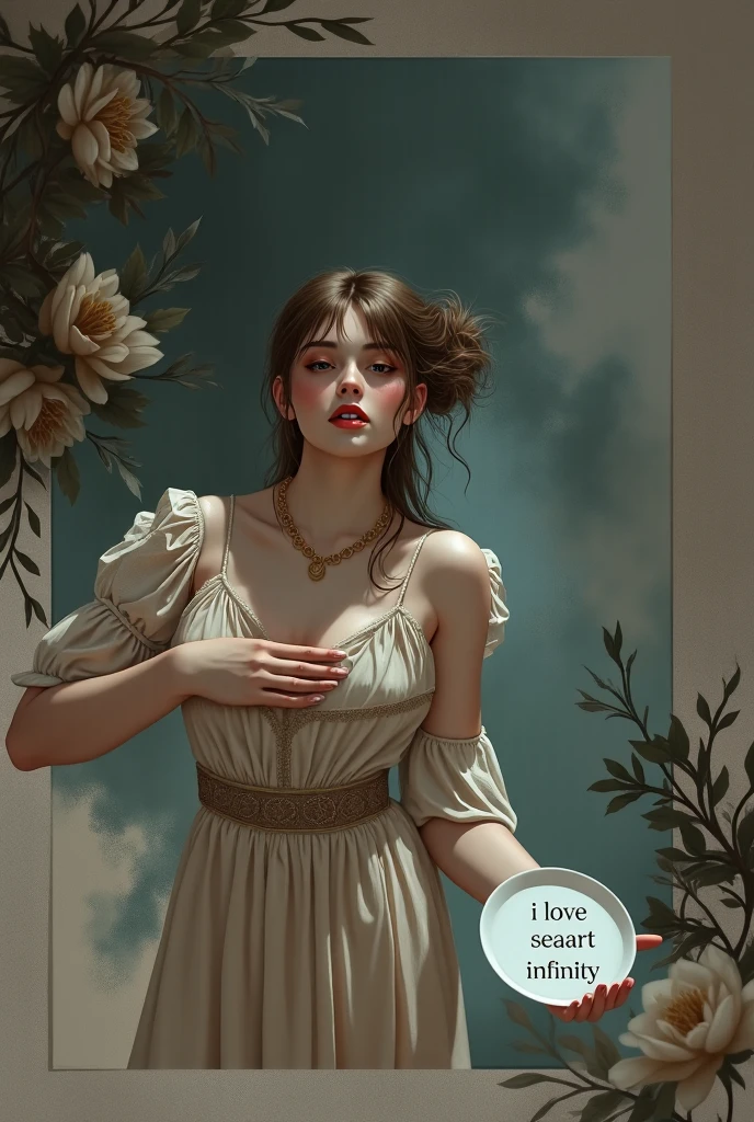 a beautiful young woman in a sensual pose, detailed face and expression, tousled hair, delicate skin, floral crown, necklace, sheer white dress, natural light, cinematic composition, warm color palette, dramatic lighting, fine art portrait, photorealistic, highly detailed, 8k