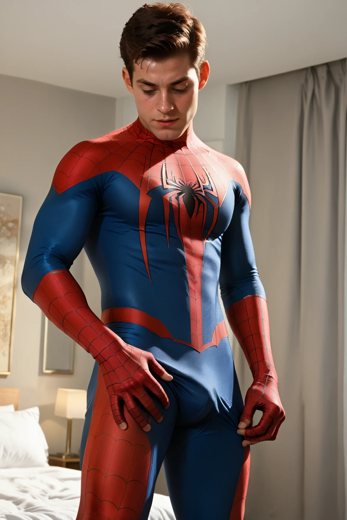 gay spiderman showing his pink hole