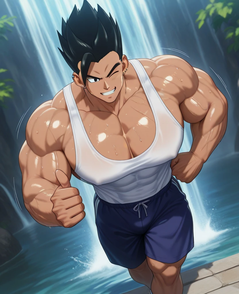 Danny Fenton from Danny Phantom animated series as a big dumb teenage muscular bodybuilder jock in a locker room flexing and staring blankly with mouth gaping open as his eyes glow under hypnosis as he repeats, "Bigger... Dumber.... Must obey.... More like a jock bro every day.... Yes, Coach. I obey. Huhuhuhuh.... Sweaty brutes must obey.... Sweaty brutes do what you say.... Big ... sweaty ... musky jock bro.... The muscles must grow. The old smarts must go.... Recruit the nerds and watch them grow. Make them like us, ... more big dumb jock bros. Huhuhuh.... We will grow. We will spread. We will make more dumb jocks.... We will grow... We will spread... We will make more dumb jocks.... We will grow. We will spread. We will make more dumb jocks.... Assimilate.... Grow.... Transform.... Become.... Convert.... Be a dumb jock...." in deep mindless emotionless voice with fellow hypnotized jocks to forget about catching ghosts and focus instead on training his body and obeying his coach. Mouth dropped open. Hyper swollen bulging crotch. Hyper muscles. Toned muscles. 5% body fat. Steam rising from armpits and shoulders. Big biceps. Big triceps. Broad shoulders. Big traps. Big lats. Big meaty pecs. Massive deltoids. Six-pack abs. Spherical glutes. Brainwashing. Hypnosis. Hypnotized. Bro. IQ drain. Dumber and dumber. Meathead. Musclehead. Mindless. Hypno. Mind control. Brain drain. Entranced. Brute. Brutification. Brain drain. brainwashed. brainwash. Meathead jock bro assimilation. Mindless. Brainless. Empty stare. Hairy pecs. Hairy armpits. Treasure trail.