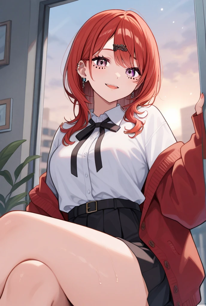 (Highest quality, 8K, masterpiece :1.3),Mrs. Yuigahama,ガハMom, As I expected, my youth romantic comedy is wrong。, One woman,Bun Hair,30 years old,Mom,Orange Hair,nsfw,Bewitching Smile,Sexy pose,Sex with a man