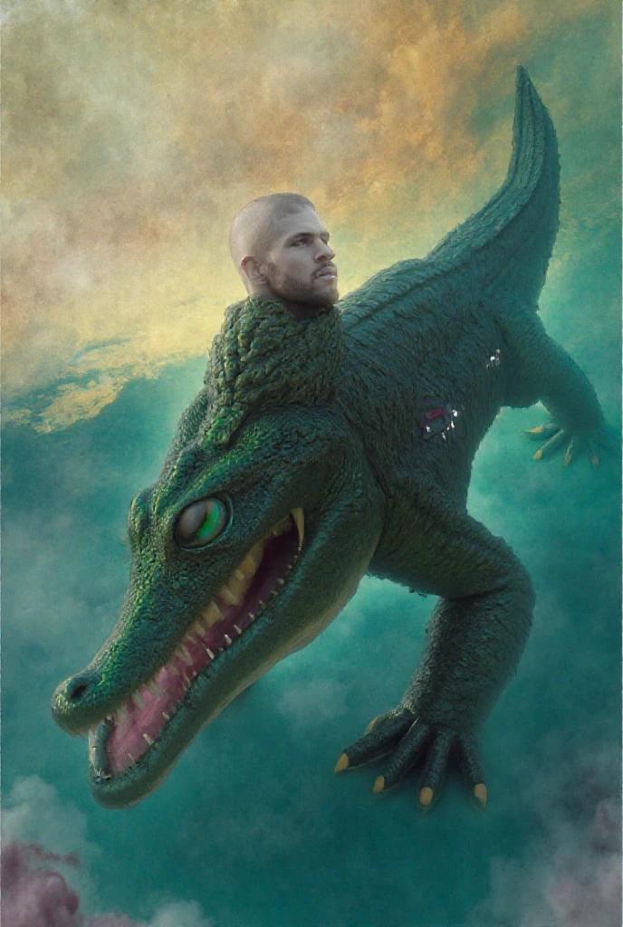 Conor McGregor holding a giant dinosaur