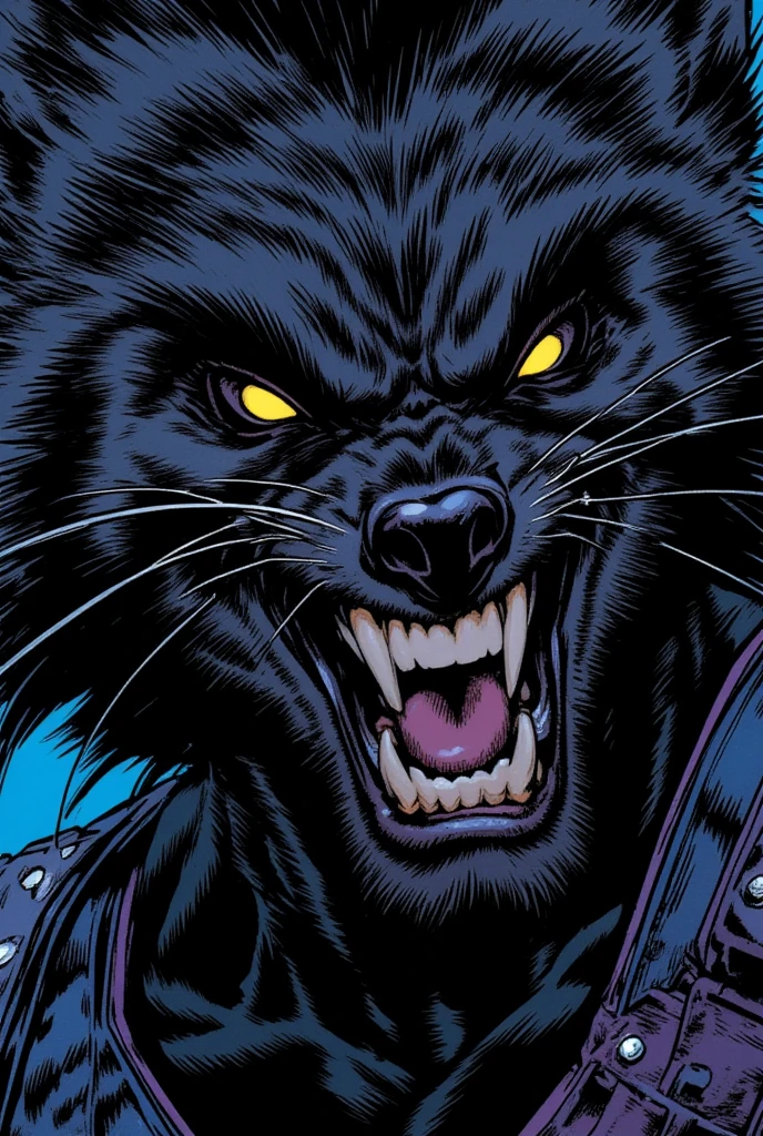 blue and black, a full body berserk werewolf, solo, in the style of Mork Borg, strong contrast, grunge dirty punk splash art, black metal zine
