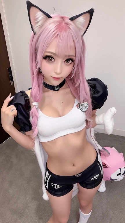 high qualiy,1 japanese,10-year-old,sexly,badass clothing((( extra short shorts))),((( extra short top))),height 1,40,(((smallbreast))).bunny ear tiara,(((semi new))).