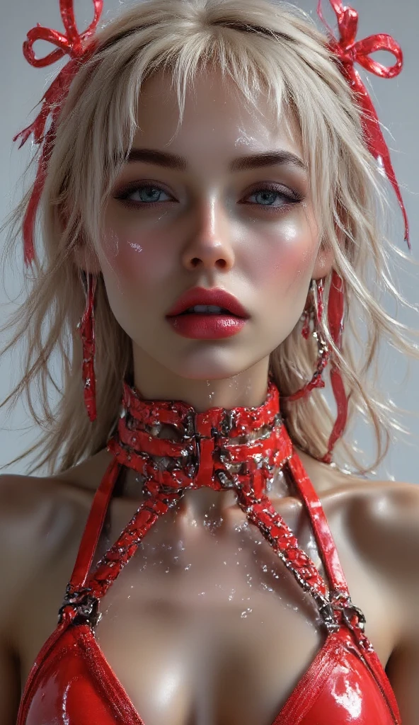 Miley Cyrus, wearing strawberry costume latex sexy clothes transparent. professionally retouched, soft lighting, realistic, smooth face, perfect eyes, sharp focus on eyes, 8 k, high definition, insanely detailed, intricate, elegant. in a natural background.