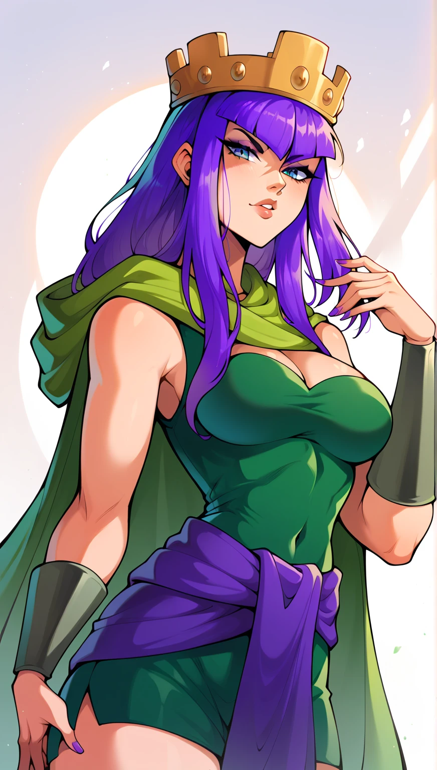 ((masterpiece,Highest quality)), Absurd,
Kawei_David, (Green skin, Long pink hair), Cape,
alone, smile, View your viewers, Cowboy Shot,
Structure of the film, Dynamic pose, Big Breasts Venus flytrap lure ballet