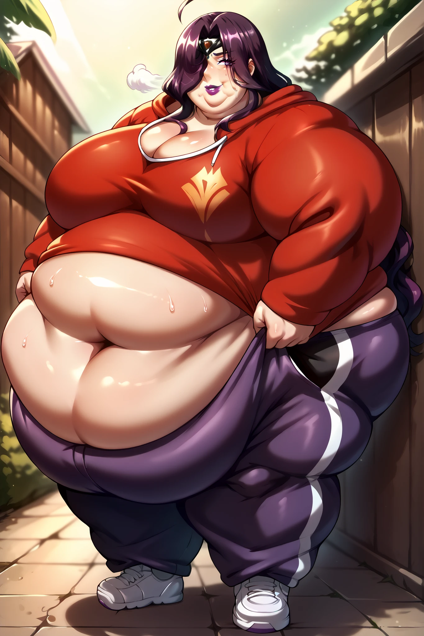 fat, big, belly, overweight, yae miko genshin impact, wearing a sweater