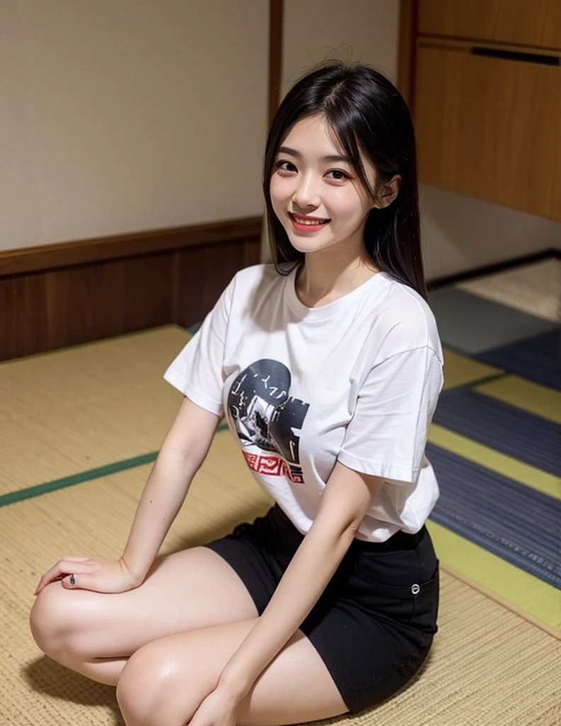 (realistic, photo-realistic:1.37),(8k, RAW photo, best quality, masterpiece:1.2), extremely fine detailed,cute,ultra-detailed,physically-based rendering, ultra high res, kodakvision color, shot on Arricam LT Camera, bokeh, sharp focus,looking at viewer, solo,cuticle, absurdres,1lady,long hair,shirt,track pants,japanese traditional room,tatami,shoji,low table,tv,sitting on the floor,spread legs,legs apart
