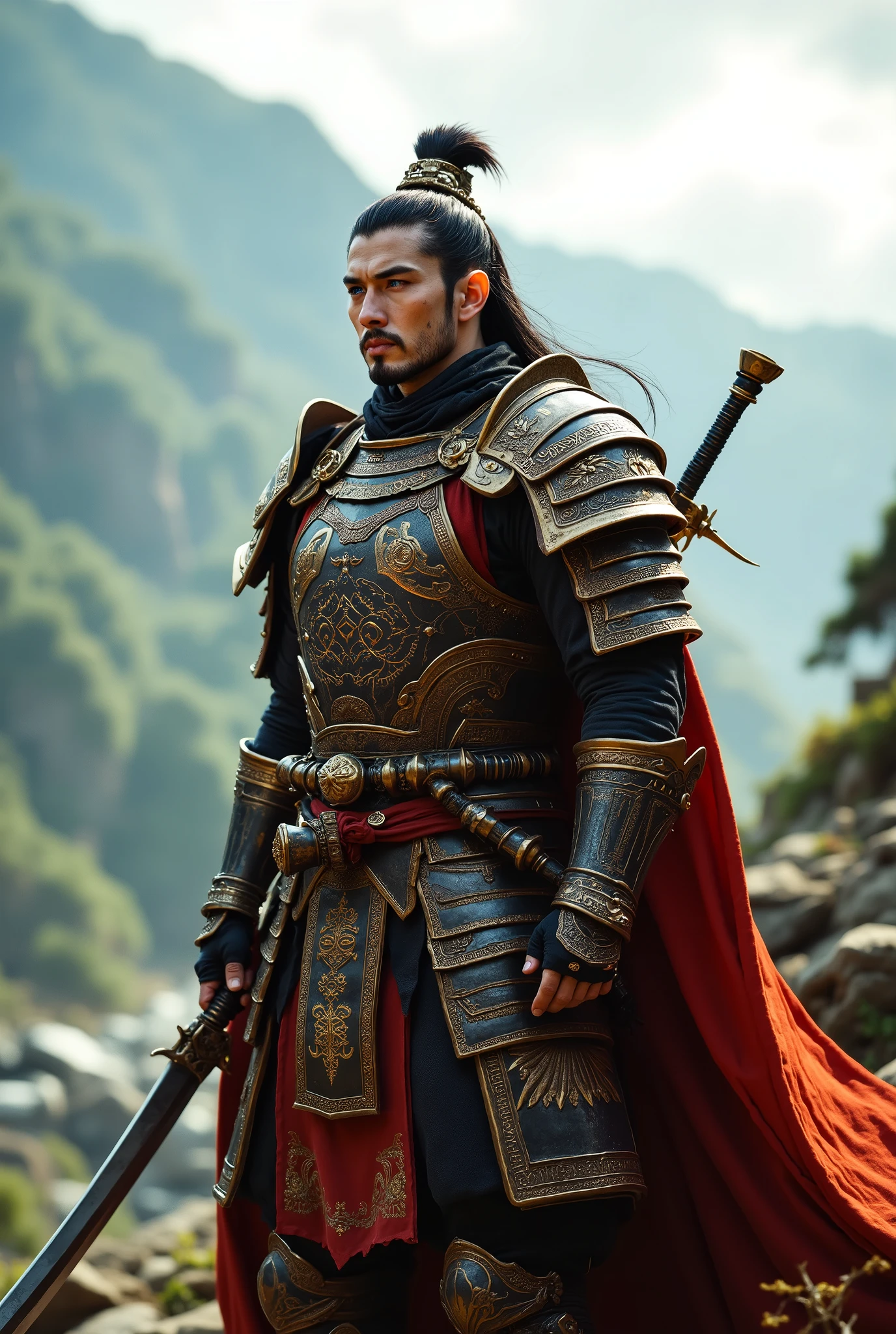 soldier elite medieval rpg, asian soldier, korean medieval rpg elite soldier.
