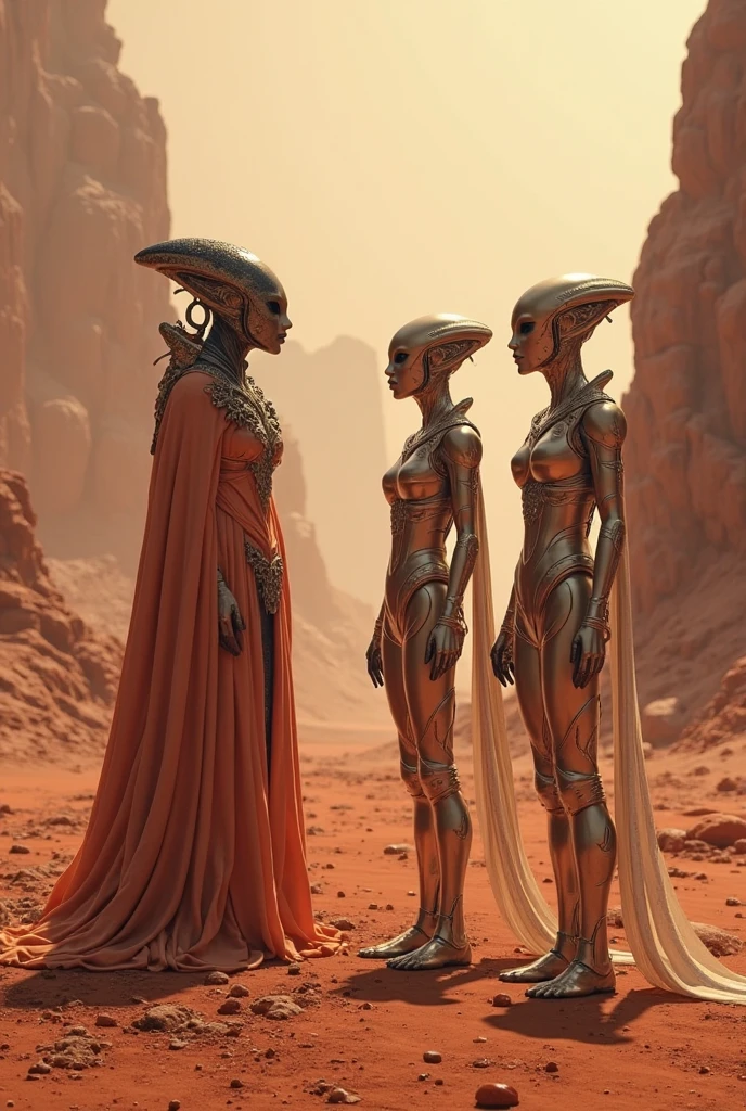 "Depiction of advanced and exotic looking aliens, with futuristic technology suits, collaborating with prehistoric humans in the construction of the pyramids of Egypt, millions of years ago. Aliens are using levitation and stone manipulation equipment, while humans work with rudimentary tools, helping to position giant blocks of stone. The scene should reflect a barren desert with the sun low on the horizon., and the pyramids under construction in the background. The scene should combine elements of an ancient era with the impressive presence of alien technology and the interaction between the two cultures.."
