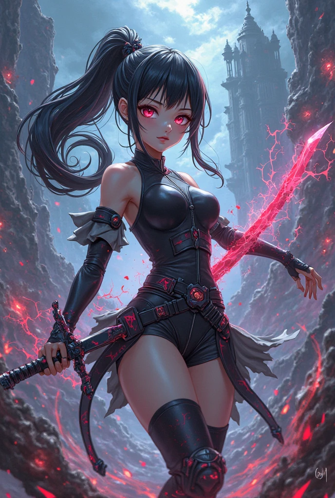 masterpiece, best quality, light particle, depth of field, field, scenery, fantasy, blue light, (far away:1.1), no humans, pastel colors, chromatic aberration abuse, glow in the dark
dark ,cloudy sky, space, red aura, aura, cinematic, dark atmosphere, night , dark hole, glowing eyes, red light, illumination, sword, floating object, monster, fighting stance, light rays,
eye in the sky, (grass:0.9), falling petals,