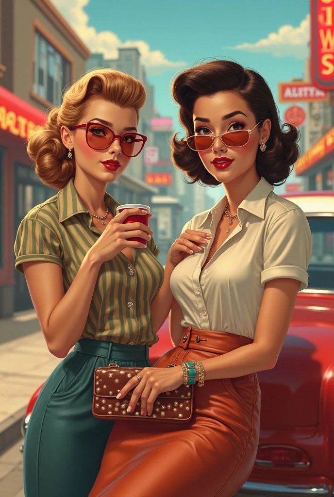 Creates a group of 4 girls in the 1950's