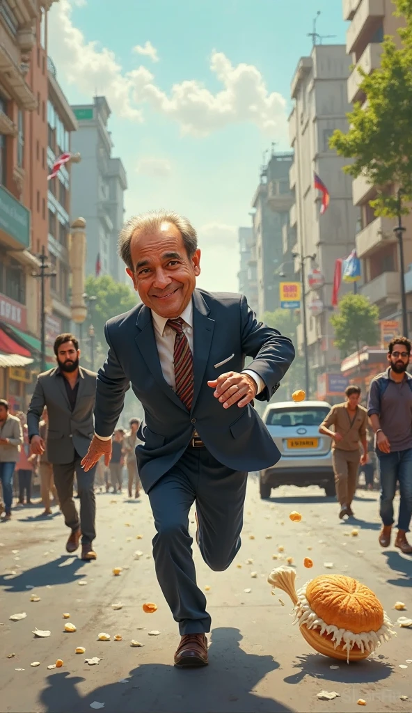there is a man dressed as a شيطان running down a street, rupert murdoch as the شيطان, ron desantis as الشيطان, a شيطانish grin on his face, an affable شيطان among demons, making a deal with the شيطان, full body شيطان man, شيطان smile, cheeky شيطان, الضحكة الشريرة المجنونة المبتسمة, شيطان, الشيطان, نيتفليكس, إبليس, الشيطان in hell