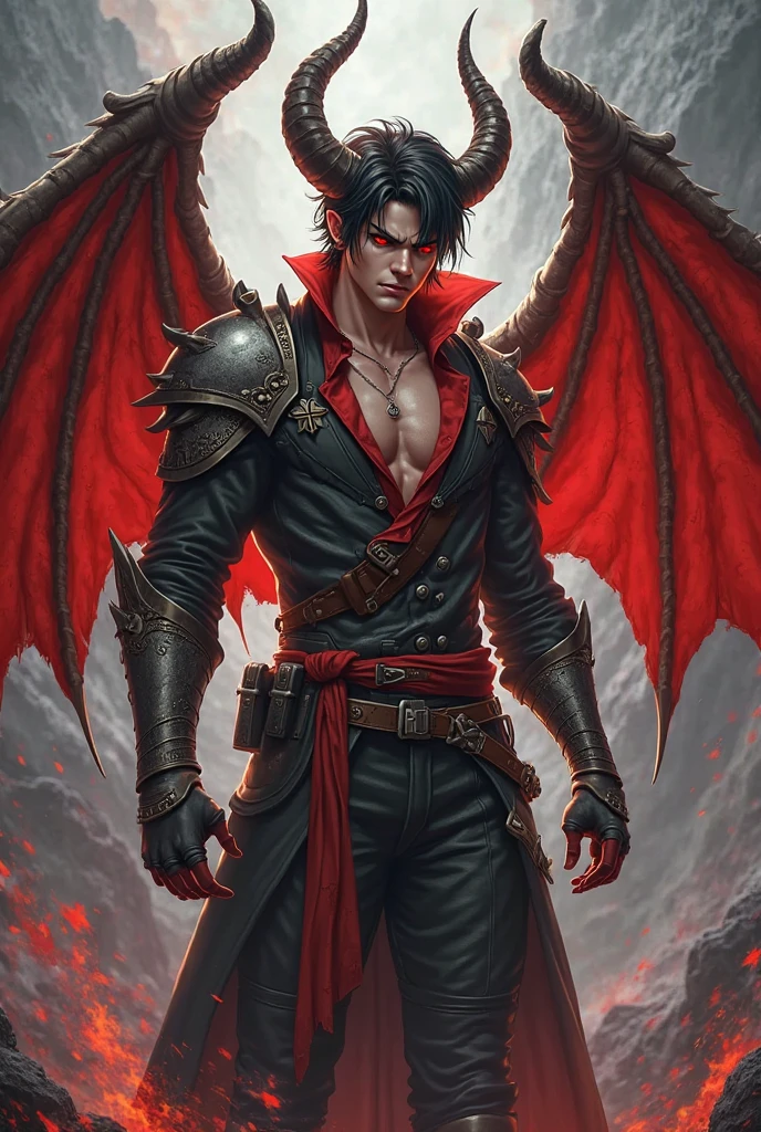 Smart devil boy, devil wings, ultra realistic, 4k