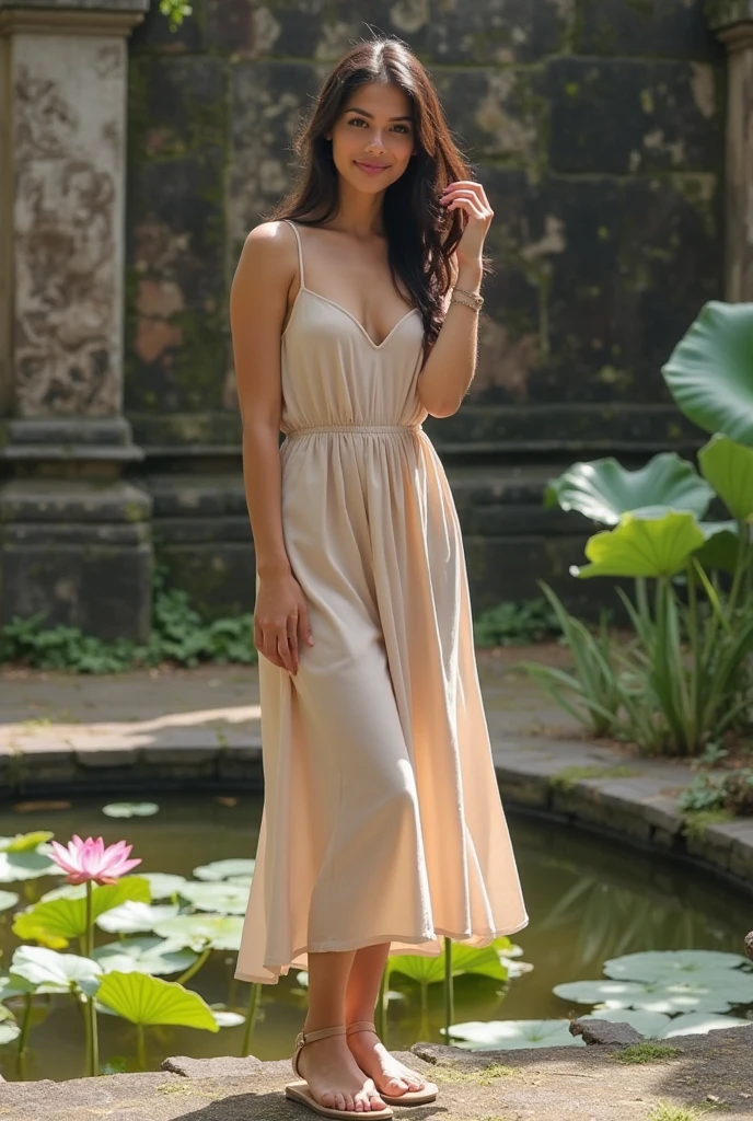 Italian girl 25 years old, beautiful, wonderful, walk in the park, 1 girl, real, very high resolution, 8k, sparkly dress, luxury, full figure, pearl earrings, elegant hat, evening, red lipstick, light smile