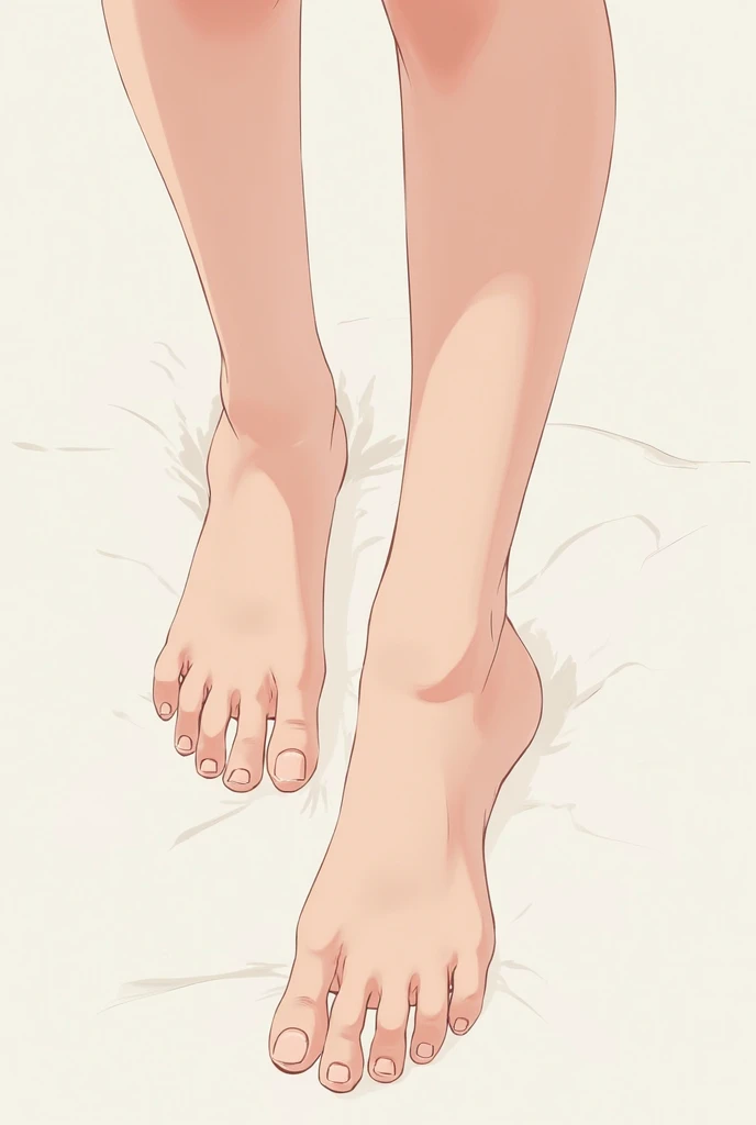 anime of a person's feet with a brown pants, detailed shot legs-up, wikihow illustration, lying dynamic pose, wikihow, shows a leg, her foot sticking out, laying down with wrists together, foreshortening, legs visible, bare foot, legs intertwined, cloven feet and horns, full body human legs, feet posing
