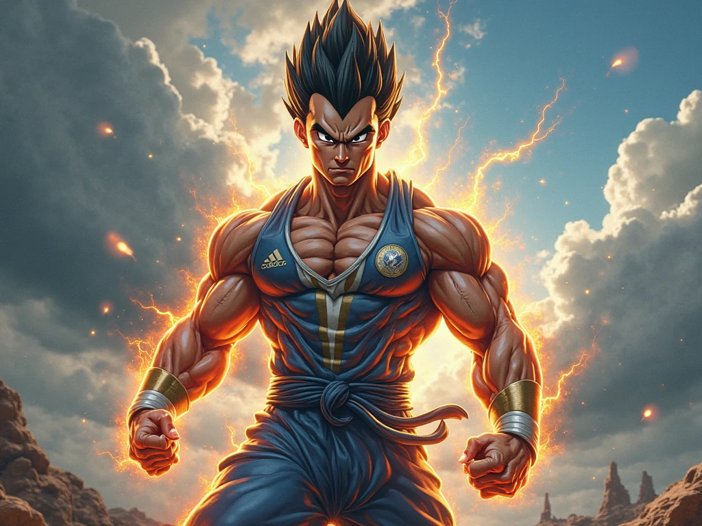 dragon ball fighter 2, super saiyan blue, prince vegeta, vegeta, super saiyan, with vegeta head hair, an epic anime of a energy man, human goku, character dragonball, dragon ball artstyle, going super saiyan, photorealistic human goku, gogeta, super saiyan goku, saiyan armor, ultra instinct