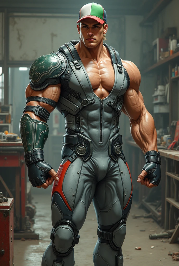 ((Best quality)), ((masterpiece)), (detailed:1.4), 3D, an image of a the most attractive masculine masculer male, huge crotch bulge, part machine part muscular body, HDR (High Dynamic Range),Ray Tracing,NVIDIA RTX,Super-Resolution,Unreal 5,Subsurface scattering,PBR Texturing,Post-processing,Anisotropic Filtering,Depth-of-field,Maximum clarity and sharpness,Multi-layered textures,Albedo and Specular maps,Surface shading,Accurate simulation of light-material interaction,Perfect proportions,Octane Render,Two-tone lighting,Wide aperture,Low ISO,White balance,Rule of thirds,8K RAW, crysisnanosuit, masculinity, masculine, muscular manly, body, visible muscular hairy body, chisled features, half man half machinery, walking on a spaceship, city, scantily clad, (visible body and visable machinery), buzzcut,