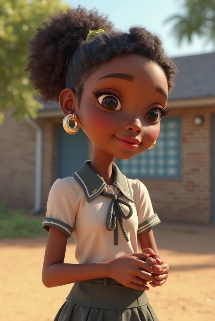 Generate an awe-inspiring hyper-realistic image showcasing a mesmerizing 10-year-old Trinidadian girl with authentic features, gracefully positioned in front of a dynamic and vibrant street.