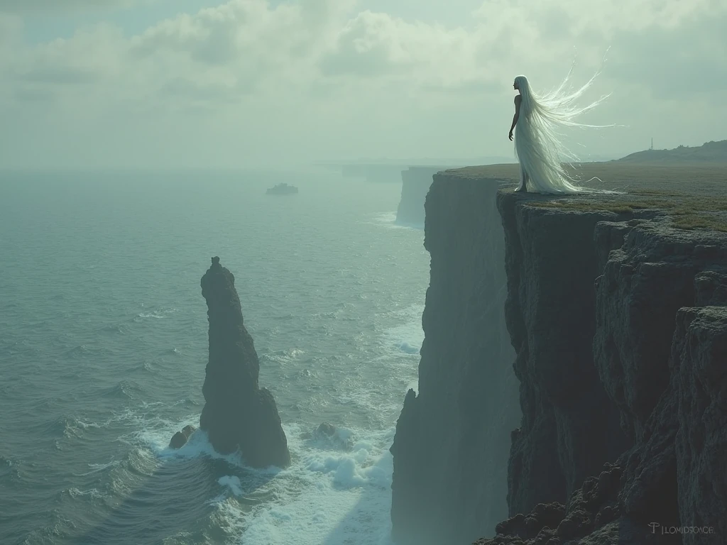 A sexcy and cute girl standing on top of Cliff ,feelings alone , vivid, highly Detailed, 8K , HDR , Realistic