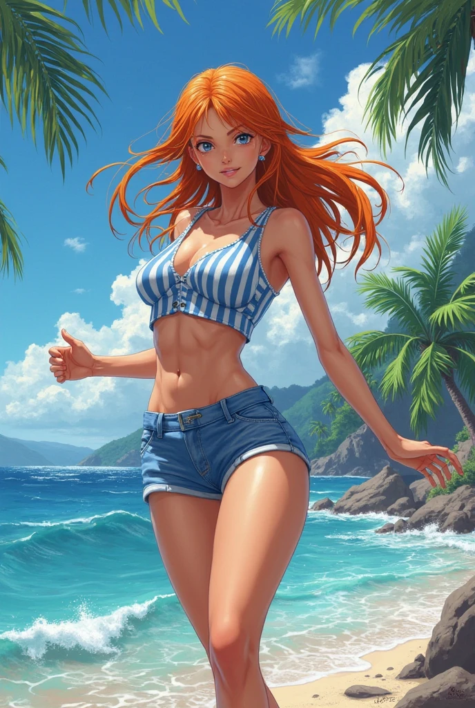 nami from one piece showing her feet