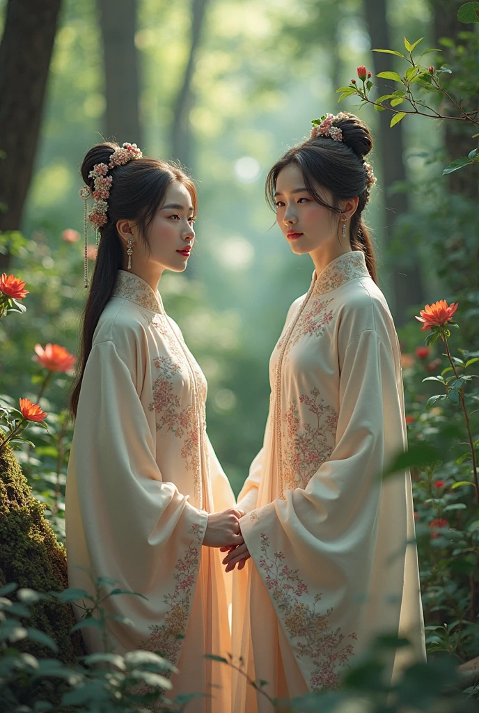 Apparition,Girl, Two women,Mouth on the back of the head, Mouth on head,Beauty,Realistic Women, lovely,Japanese