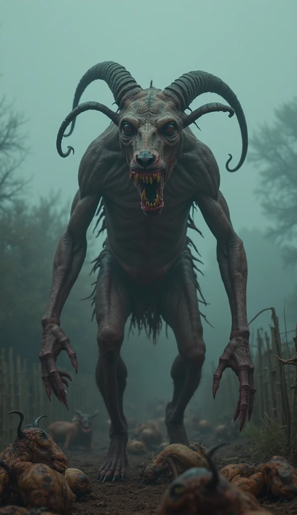 Photo,
demons in the woods at night, horror, close up