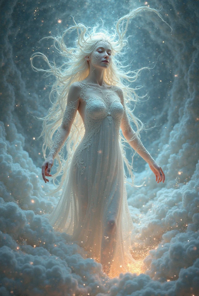 masterpiece,Distinguished Quality,Mirror-like,Cinematic Experience,insanely detailed,absurdres),8k,wallpaper,(Ray Tracing),1 female,,Beautiful Shii Women,(God the Lady of Light is floating in the air:2.0),(front:2.0),”(A body made up of white light particles:2.0)”,BREAK(White Hair:2.0),(White skin:2.0),Portrait of a goddess,(god々Shii:2.0),(fantasy digital art:2.0),(Upper body close-up:2.0),(super sexy:2.0),(Diffuse reflection of light:2.0),BREAK(The background is the beautiful Aurora:2.0),(Beautiful face,Detailed face,Beautiful skin texture:1.3,Beautiful Hair),(Detailed hands:2.0),(Beautiful hands:2.0),(five fingers on each hand)