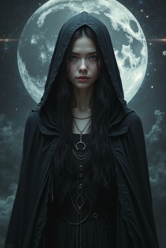 Ruunariya, le dieu lunaire et du ciel nocturne, presents itself with an ethereal aura that defies genre conventions. His appearance is both masculine and feminine, capturing the essence of the duality of night and moon. Draped in a dark cloak studded with sparkling stars, Ruunariya evokes both celestial majesty and the mysterious beauty of darkness.

Her face is hauntingly beautiful, avec des traits fins et délicats qui rendent difficile de déterminer s'il s'agit d'un homme ou d'une femme. Ses cheveux sombres flottent comme des nuages de minuit, encadrant un visage où l'œil droit brille d'une lueur argentée, tandis que l'œil gauche reste éternellement clos.

This closed eye of the Ruunariya is the subject of many stories, legends and interpretations. Certains disent que c'est l'œil qui observe les secrets de la nuit, tandis que d'autres pensent qu'il symbolise la sagesse et la connaissance cachée dans l'obscurité. Certains récits racontent que cet œil est fermé pour retenir la puissance incommensurable du dieu, tandis que d'autres y voient une blessure infligée lors d'un conflit mythique avec une force céleste rivale.

Quelle que soit la signification que l'on accorde à l'œil fermé de Ruunariya, il ne fait aucun doute que sa présence énigmatique inspire fascination et respect chez ceux qui contemplent la beauté nocturne et la puissance de la lune.