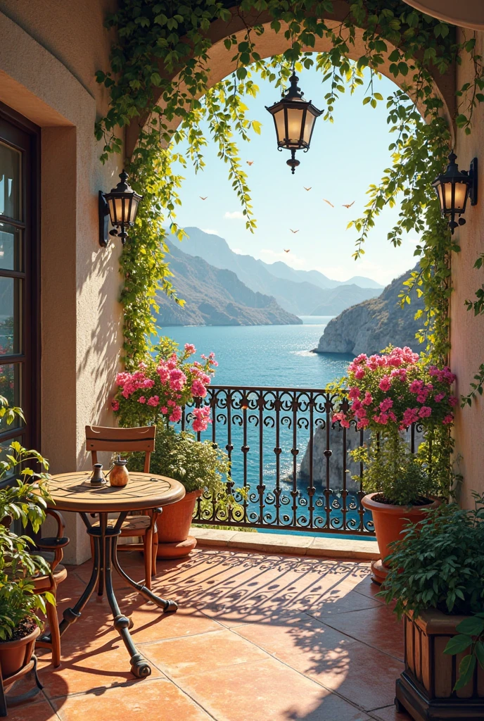 Mediterranean style balcony design - SeaArt AI