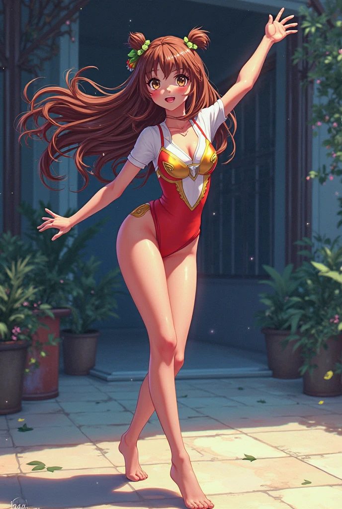attractive australian woman, ripped muscle, muscular body, small breast, pale skin, smile(blush), closed mouth, red dress, thin diamond pendant, sixpack abs, [ultra detailed skin:1.2], brown hair, blue eyes, long messy hair, 8k uhd, full body, stand, crowd, public, night,