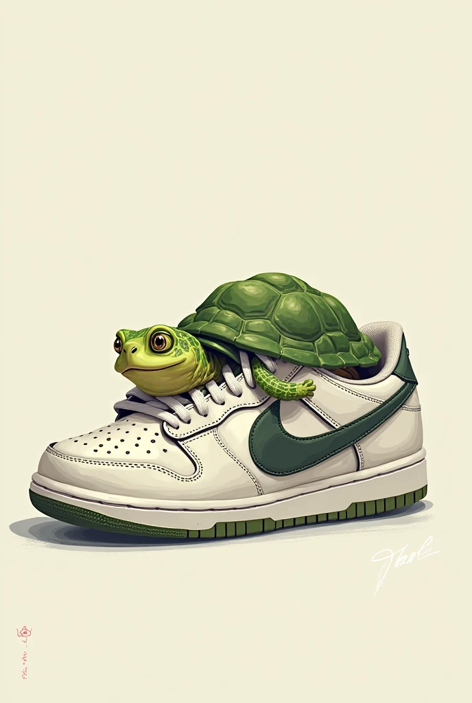 Traditional design with thick lines of a toad smoking marijuana on top of a black and white Adidas brand sneaker