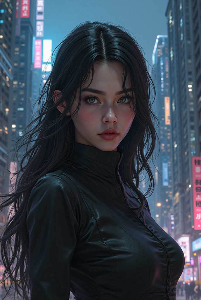 Anime-style illustration of a woman in black leather clothing, Alena Aenami and Artgerm, Charlie Bowater's art style, Charlie Bowter's Style, Lostrun 8k, Painting a portrait of Ross, Ross Tran style, Lost draw 1. 0, 4K Detailed Digital Art, Painted in the style of Art James
