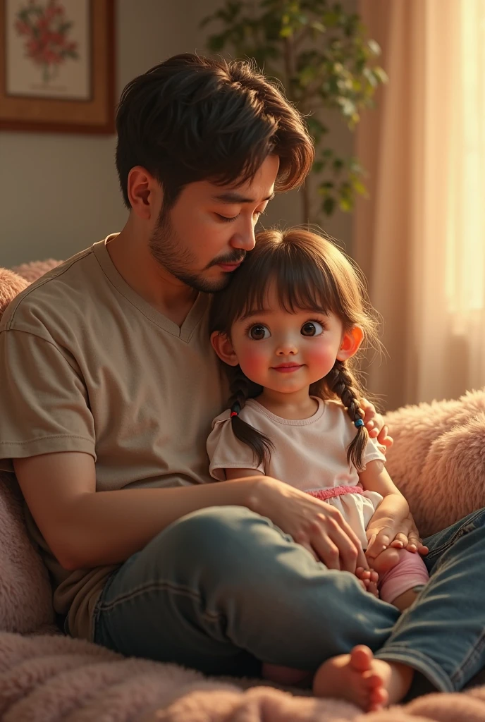 A Father's Day photo of a 30-year-old man in China and a 2-year-old daughter in China