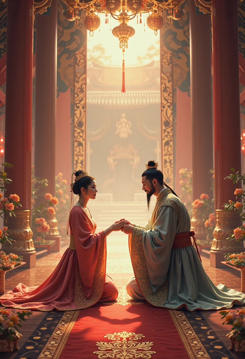 Nanhua style, Emperor of the Imperial Dynasty of Tamaza, Kneeling Queen of the Kuqing Dynasty, Mangzhou Clothing, Luxurious Decoration of the Forbidden City