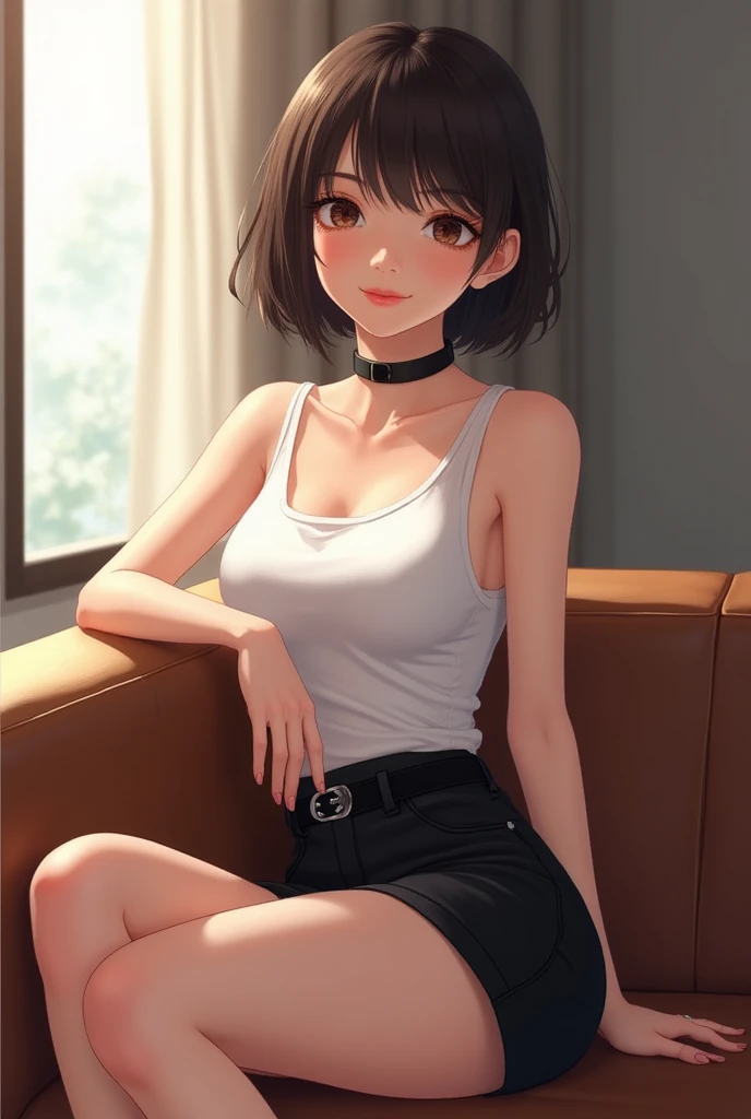 (((masterpiece, best quality, ultra highres, 1 girl, solo, no background))), super detailed skin and face and eyes and finger, beautiful japanese woman, small breasts:1.5, skinny, light brown hair, white background, very short hair, (an illustration of girl), Knee shot, Generate with illustrations, Various expressions, Various poses, Various Costumes, spread legs,