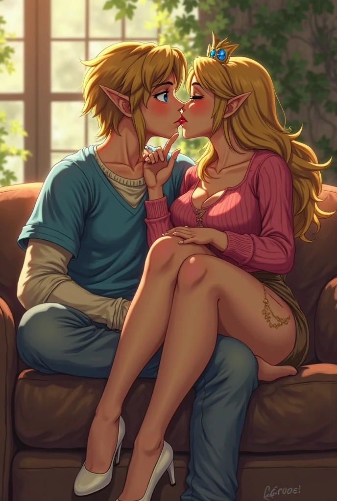 hANDSOME OLDER PINK HAIRED WOMAN HAVING SEX WITH A MALE OLDER MATURE BLONDE ELF WITH GREEN EYES AND LONGER HAIR, MAKING OUT, BLUSHING, GROPING, HAVING SEX