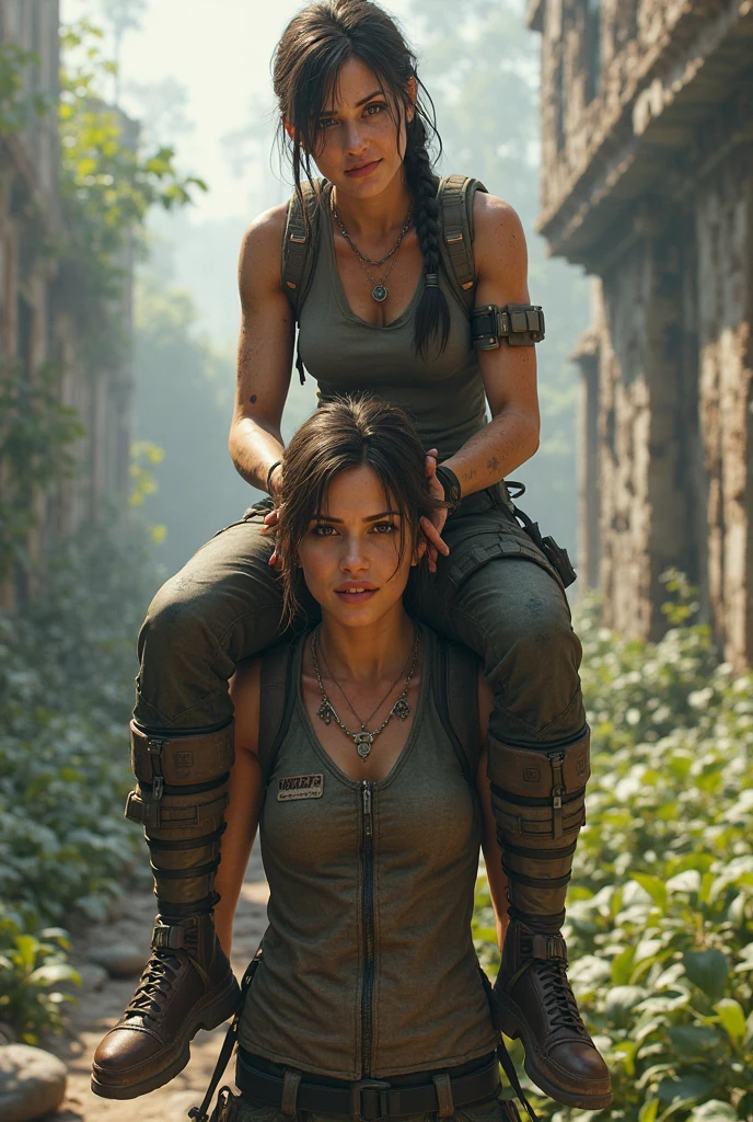 Lara croft, perfect face, perfect eyes, dressed in full body, classic suit