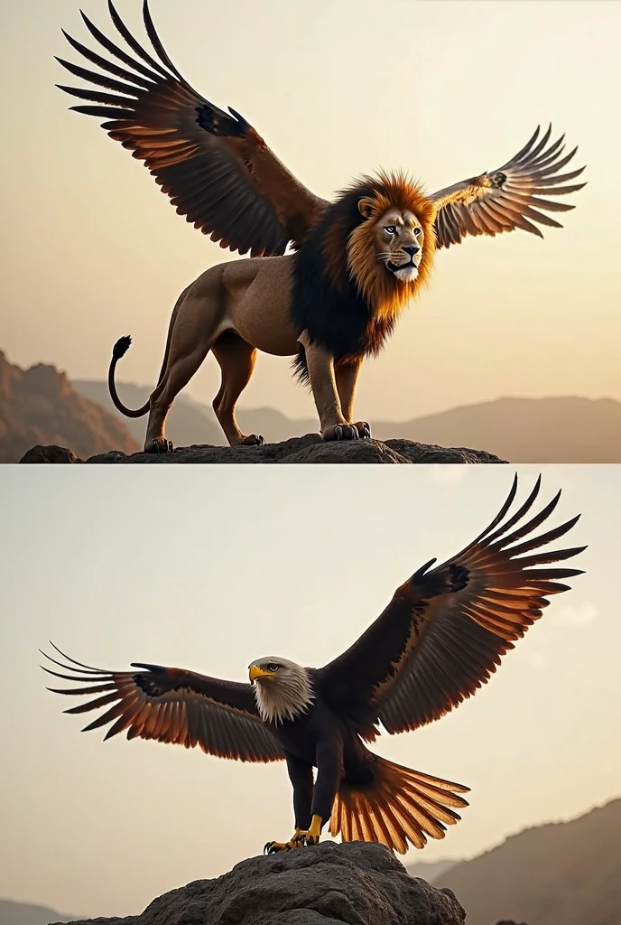 Raise a half-human vulture by caring for its half-human baby , accompanied by a half-human whale , and a half-human tiger