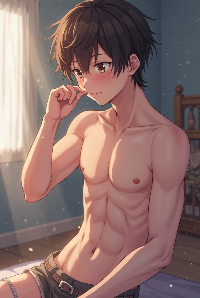 cute anime boy in girls underwear