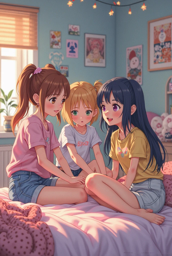 Anime girls without socks on the screen 