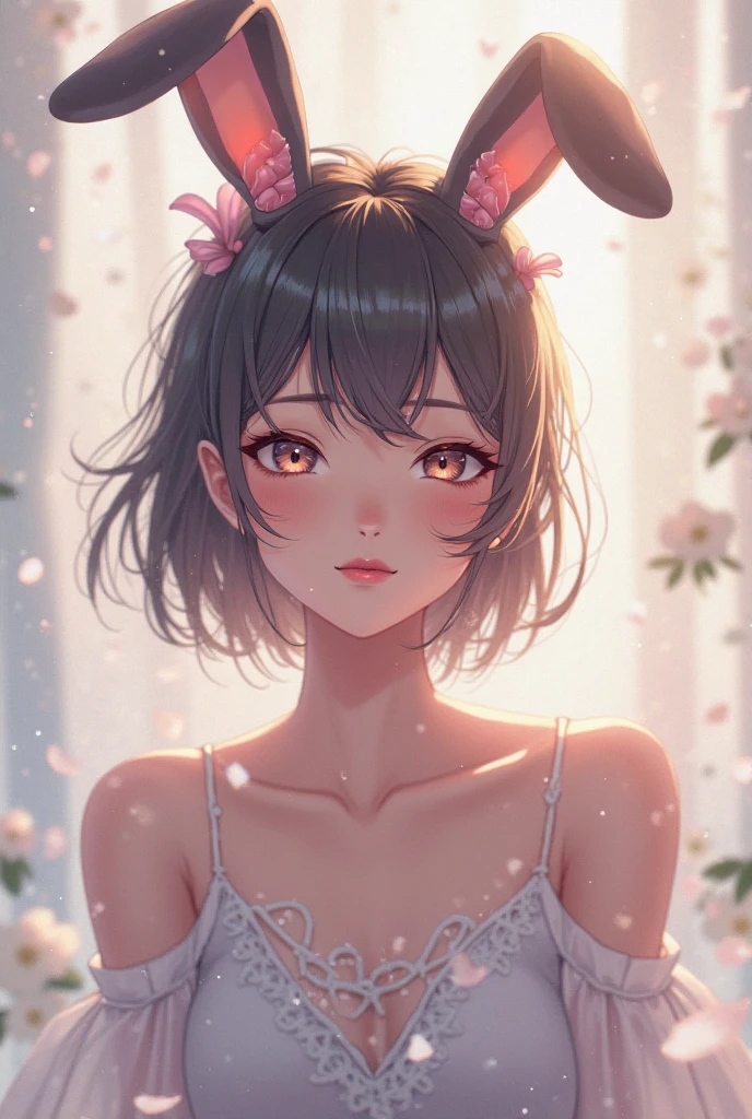 (Masterpiece, Top Quality, Best Quality, Official Art, Beauty and Aesthetics: 1.2), Very Detailed, Perfect Figure, Colorful, Most Detailed, Long Eyelashes, Pink Eyes, Rabbit Ear Hair Ornament, Twisted Braids, Bright Eyes, Dreamy, Natural Light