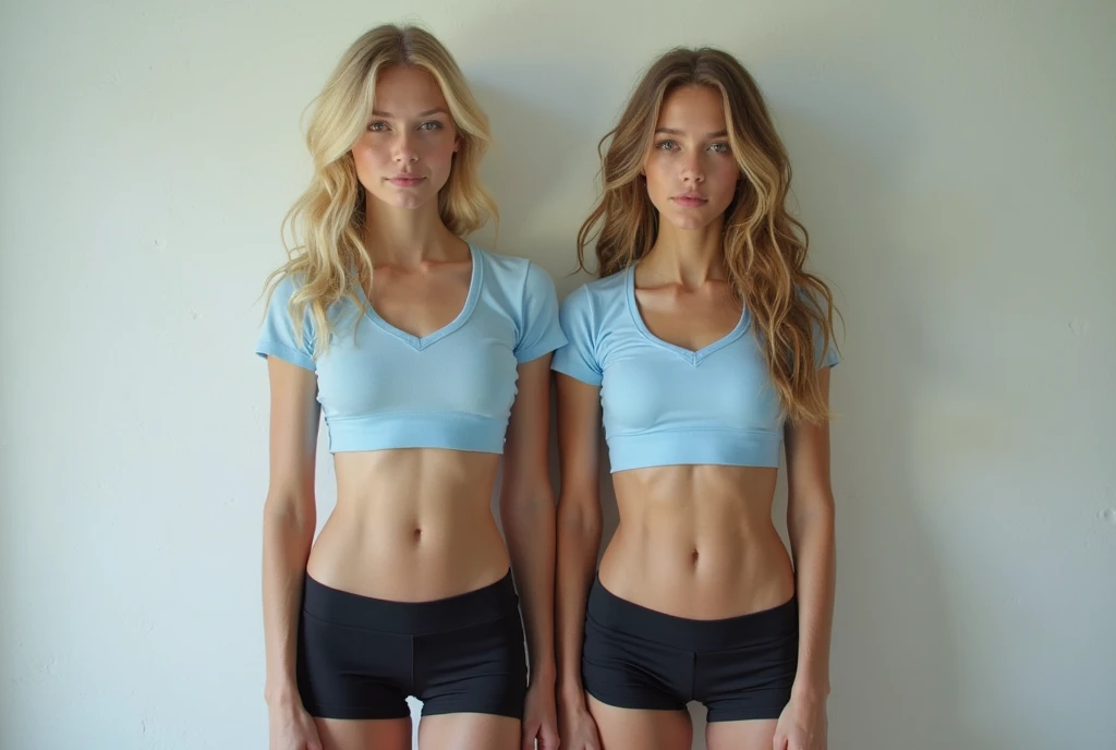 1girl, black camisole, 11-year-old, blonde, blue-eyed, (full body seen:1.3), strong arms, muscular thighs, ripped muscles, six pack abs, muscle arms, muscular, slim, Petite, flat chest