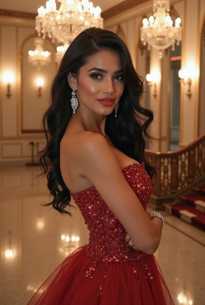 a beautiful latina woman, 30 years old, sensual, desirable, full body, detailed portrait, photorealistic, 8k, high quality, stunning face, flawless skin, long hair, seductive expression, elegant dress, luxurious background, dramatic lighting, cinematic composition