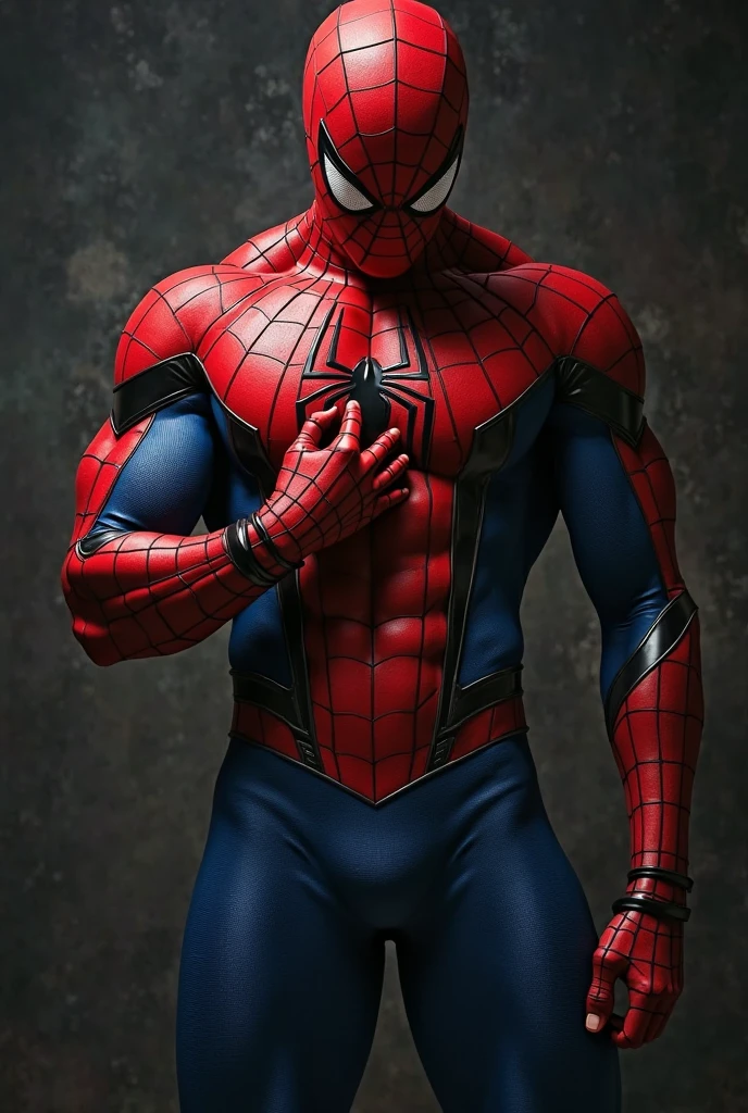 A photograph of Spider-Man, Unclothed