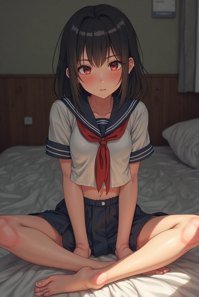 High resolution、4K quality、Highest quality、younger sister、ta、Sexual excitement face、Observed Perspective、Sit on a chair、Spread your legs wide、Secret masturbation、My brother is looking into my room.、pantiesが床に落ちている、白のコットンpanties、panties、used underwear、stain on crotch、Scattered underwear、panties単体、Laundry basket、strip、Underwear is scattered、Underwear is scattered、床一面たくさんのpanties、Very small room、Undressing scene、Browsing Caution